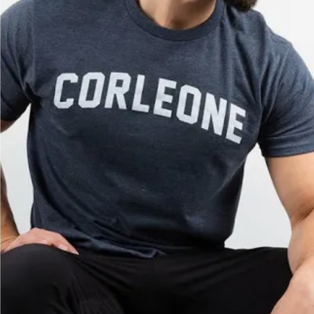 Blue Short Sleeve Tee with Bold CORLEONE Print